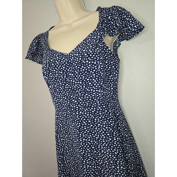 Altar'd State Navy Blue Polka Dot Dress Womens Size S Cottagecore / Milkmaid BF - Picture 4 of 7